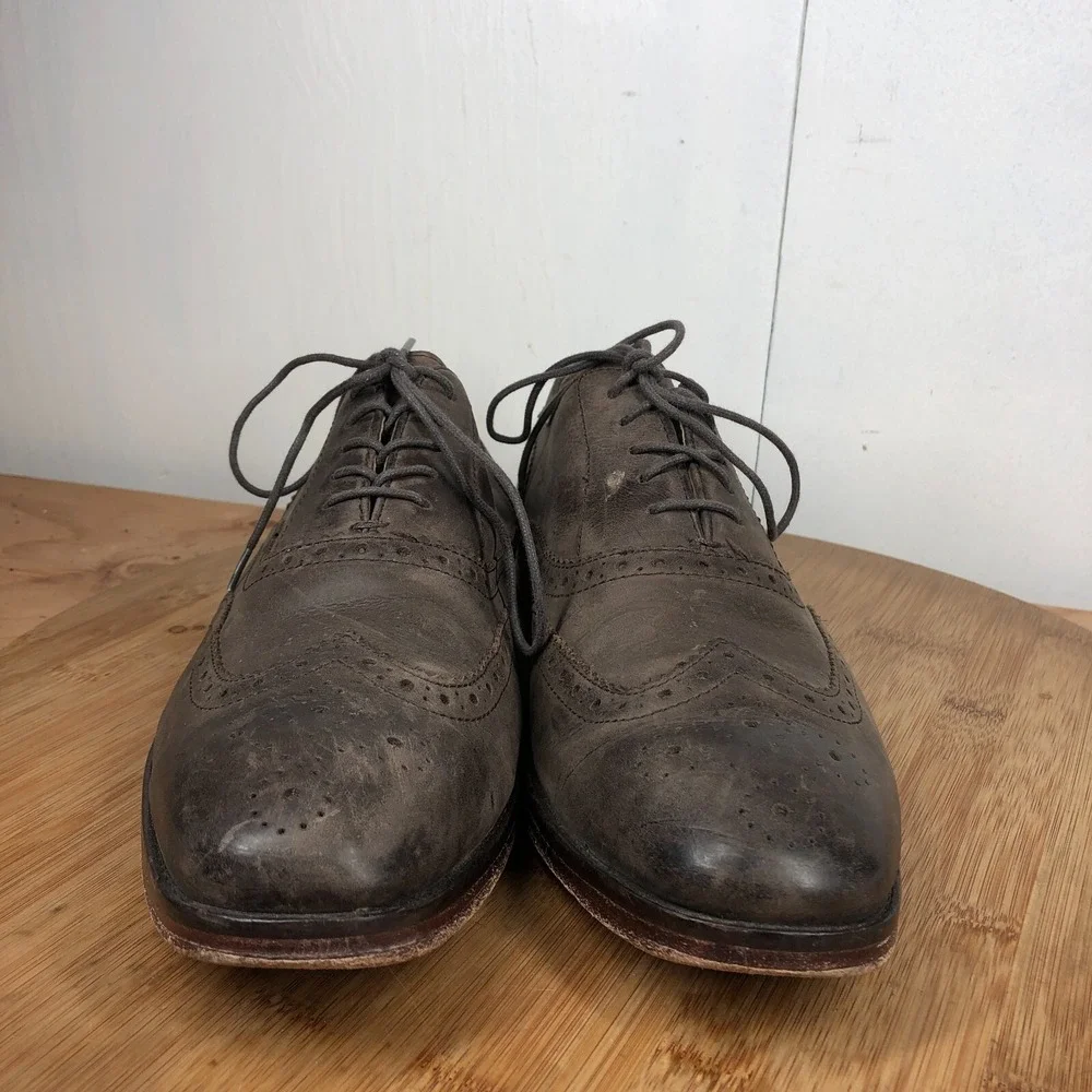Polo Ralph Lauren Damoin Mens 11.5 shoes Wingtip Brown Leather Dress Oxfords